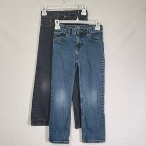 Girls Jeans Size 10 Lot of 2 Pairs Relaxed Straight Leg Blue Black Wonder Nation
